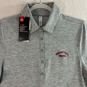 Under Armour Virginia Tech Hokies Polo Shirt Women M Gray Golf Stretch NWT